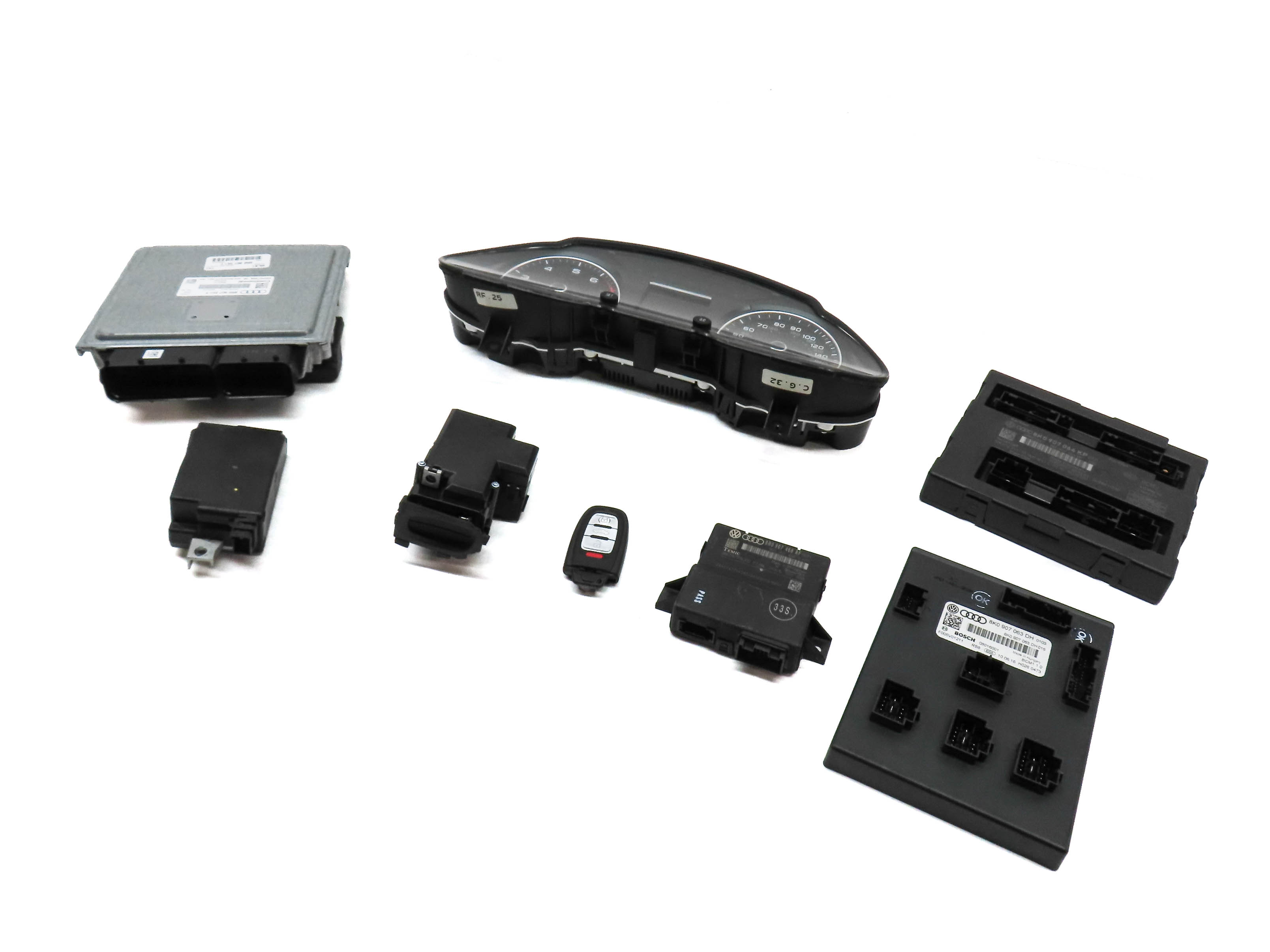 16-17 AUDI Q5 (B8 8R) 3.0L SUPER IGNITION SPEEDOMETER ENGINE MODULE & KEY SET8 — exact item pictured